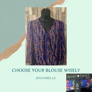 Sheer Flare Long Sleeve Blouse